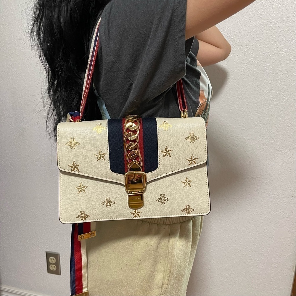 Gucci Bee Star Web Sylvie Crossbody Bag